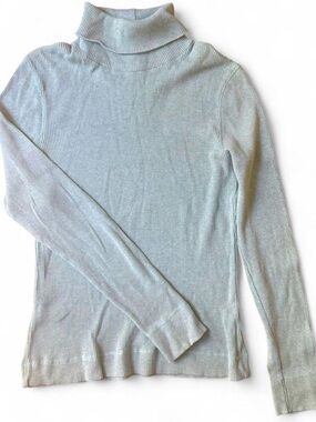 J.Crew light blue ribbed turtleneck top cotton lightweight knit layering cozy